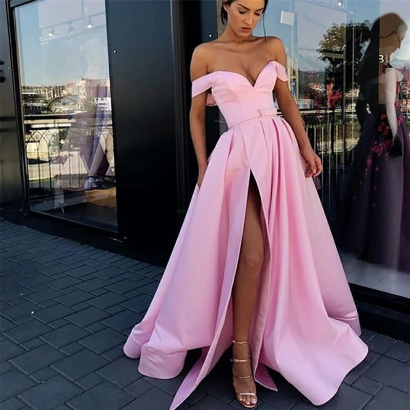 Вечернее платье A-Line длинное Формальное с высоким Боковым Разрезом большие