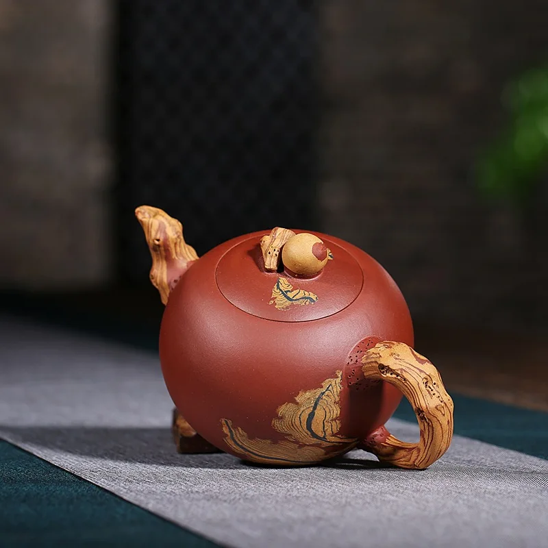 370 мл аутентичный исинский Фиолетовый Глиняный Чайник ручной работы