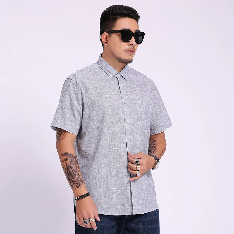 8XL 6XL 5XL Новое поступление серая мужская рубашка с длинным рукавом деловые