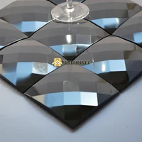 25 face diamond 3D black stainless steel metal mosaic tile moder living room kitchen backsplash bathroom shower metal tiles