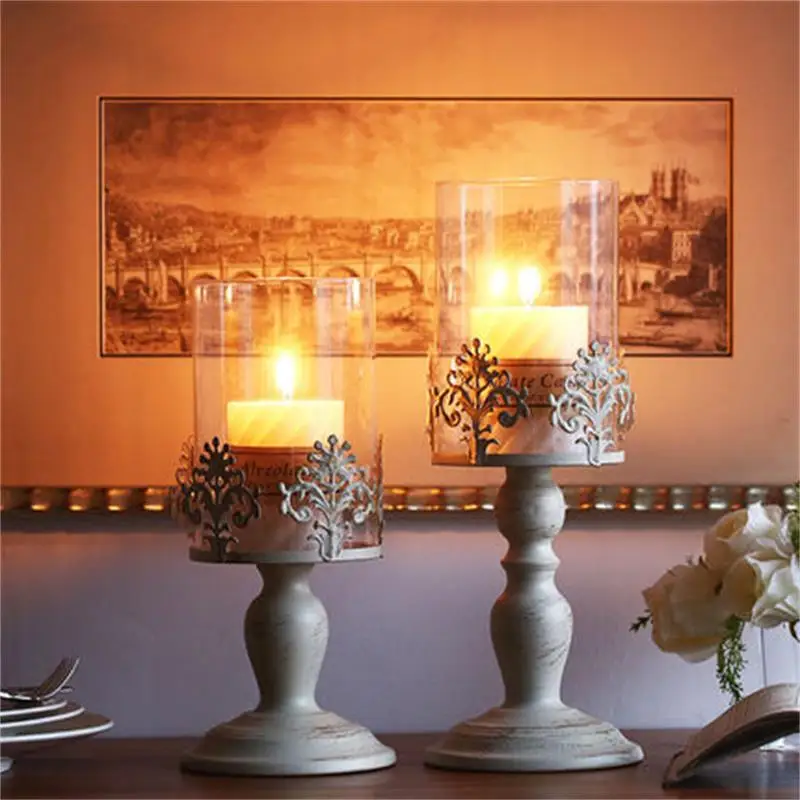 

3 Size Elegant Candle Holder Cube Stand Candle Candlestick Metal Base Craft Votice large Glass Candles Wedding Candle Holders