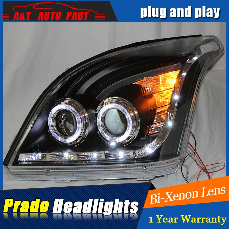 Автостайлинг фары для toyota PRADO 2003-2009 светодиодный ная передняя фара Angel eye DRL