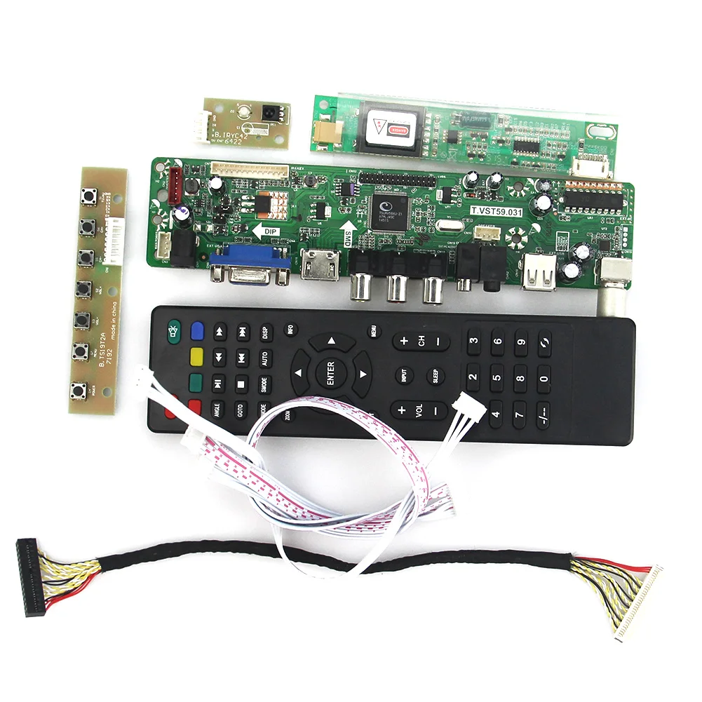 Плата драйвера ЖК/светодиодного контроллера T.VST59.03 для LTM185AT01 (TV + HDMI + VGA + CVBS + USB), LVDS повторное использование ноутбука 1366x768