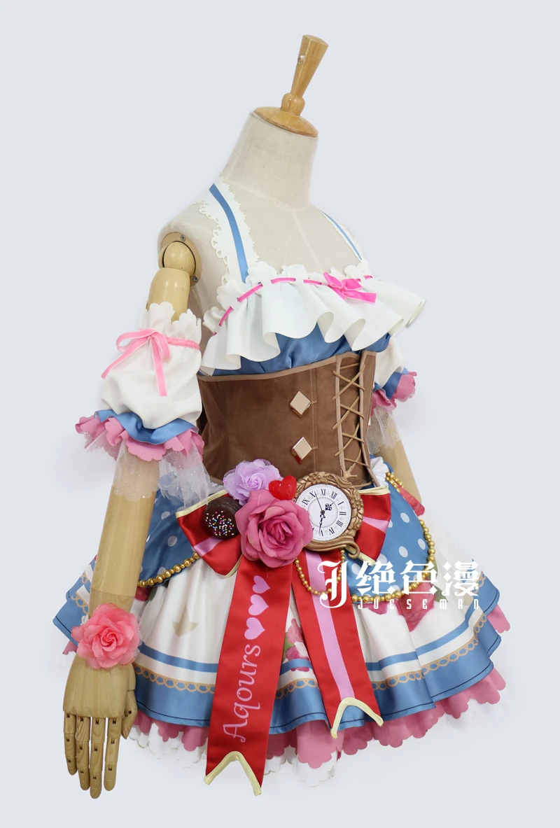 Love Live Sunshine Aqours Косплей Костюм Чика таками Рубиновая Роза макияж Kanan Matsuura Valentine Idol женская униформа платье