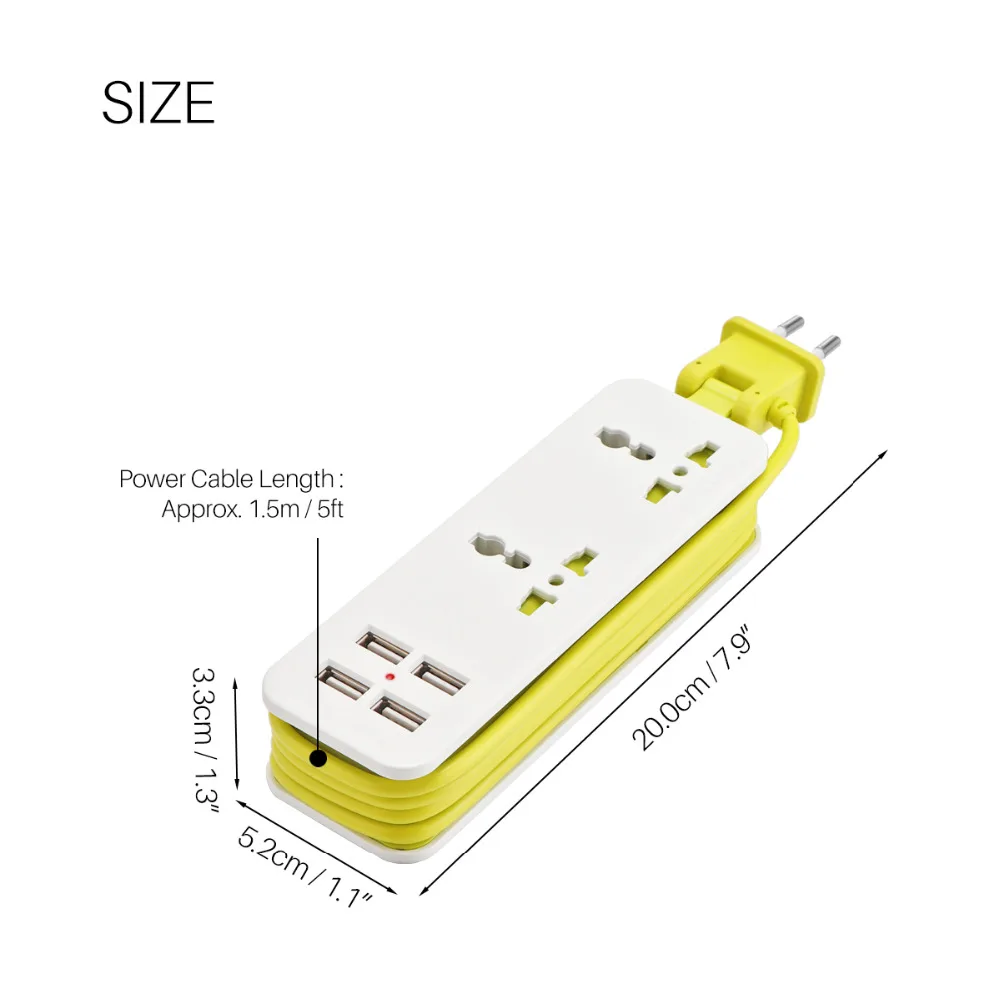Сетевой удлинитель FORNORM с 4 USB-портами 2 розетки переменного тока для зарядного