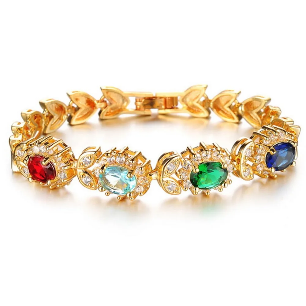 

Женский браслет для тенниса Jade Angel Mix, позолоченный великолепный свадебный браслет из 18-каратного золота с кристаллами
