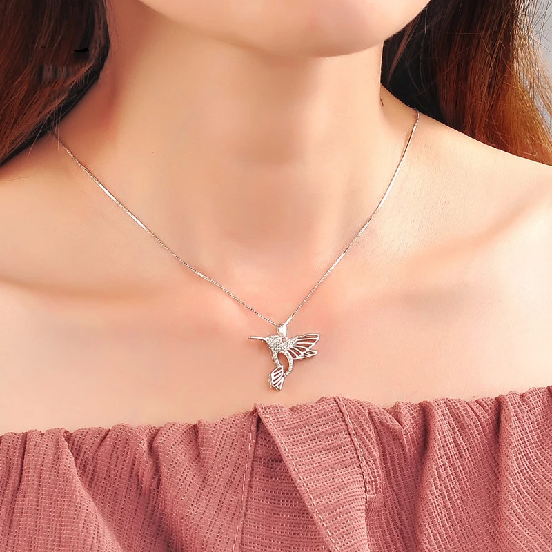 Колье Колибри из стерлингового серебра 925 пробы ожерелье с птицей ювелирное