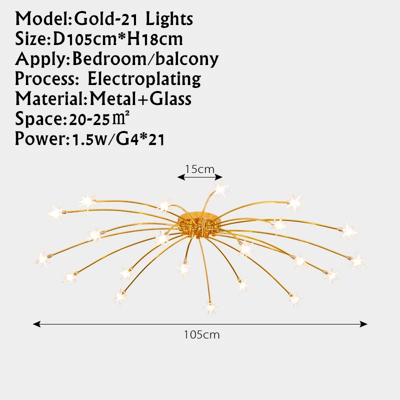 Gold-21 lights TRAZOS Nordic золото/черный/серебристый светодиодный потолочный светильник s 12/15/21 светильник s Ледяной цветок Стекло потолочный светильник современный Гостиная потолочный светильник - Цвет корпуса: Gold-21 lights