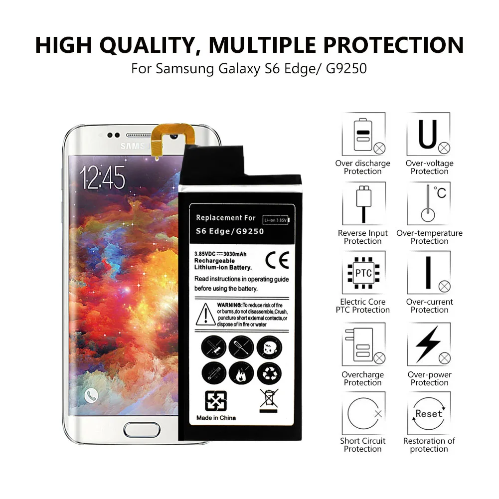 3030 мАч батарея для samsung Galaxy S6 Edge G9250 G925V + набор инструментов ремонта сменные