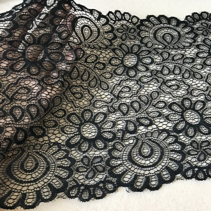 10 м/лот 21 см ширина черное эластичное кружево отделка шитье аксессуар