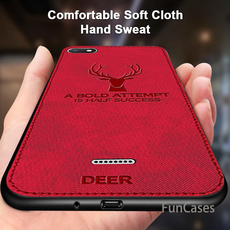 Тканевый чехол с мягкими краями для Xiaomi Redm 6 6A Pro 5 Plus ТПУ холщовый оленем Redmi Note Global
