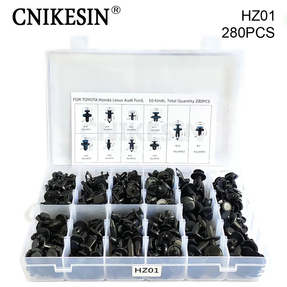 CNIKESIN HZ01 280 шт. смешанные крепежные зажимы и инструмент для автомобильного