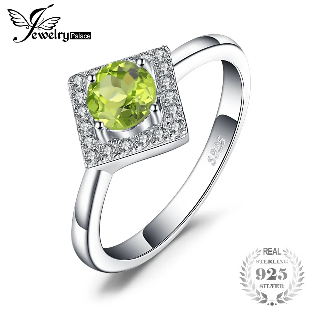 Jewelrypalace простой 0.68 ct Круглый природных перидот обручальное кольцо для женщин
