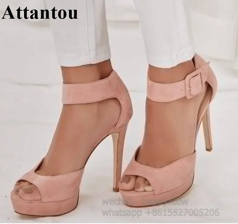 New Arrival Ankle Bucke Desinger Peep Toe Platform Thin High Heel Sandals Women Retro Evening Party Dress Shoes