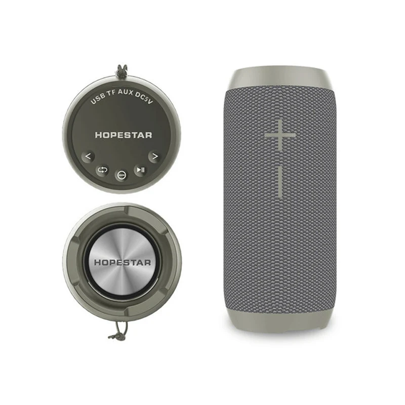 Серый HOPESTAR P7 EStgoSZ Bluetooth динамик беспроводной Водонепроницаемый IPX6 Колонка коробка бас мини сабвуфер Портативный с TF карта USB FM микрофон - Цвет: Серый