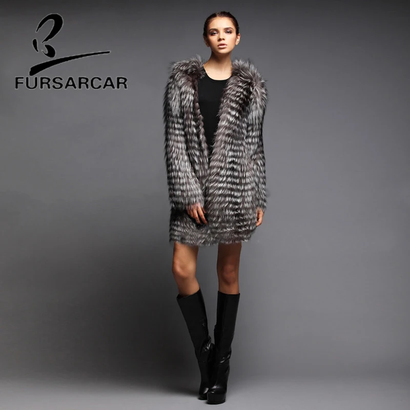 Новинка 2020 женское теплое зимнее пальто FURSARCAR из натурального серебряного меха