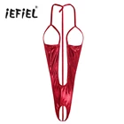 Женское нижнее белье, боди из лакированной кожи, с открытой спиной, с вырезом