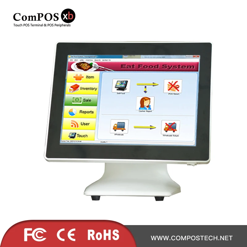 

Low Price POS All In One System 15 Inch White Capacitive Touch Screen Cash Register For Restaurant