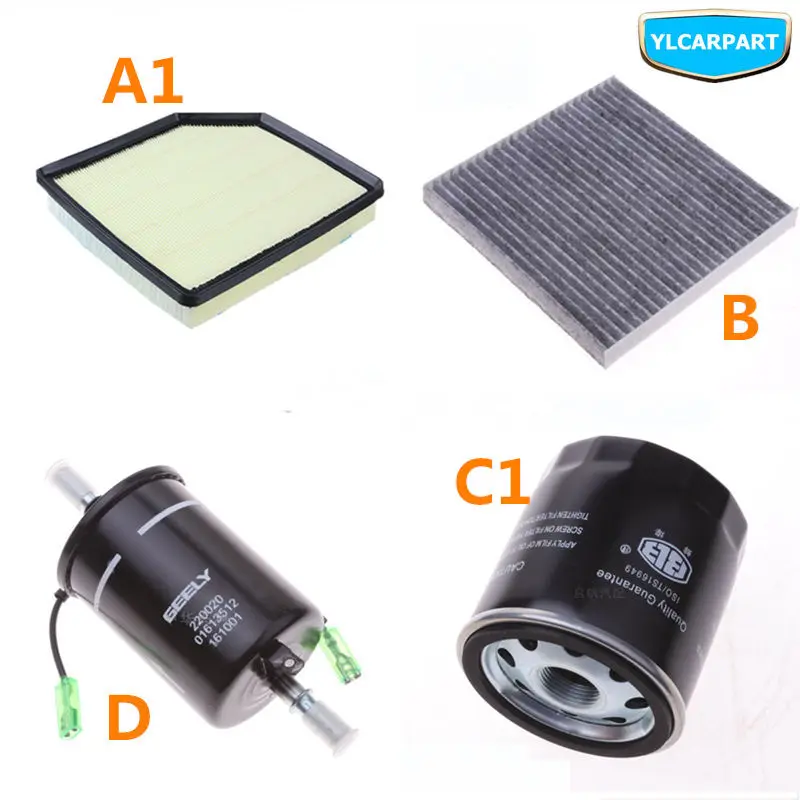 A1BC1D(1.3T 1.4T) Для Geely Emgrand X7 EmgrarandX7, EX7, FC SUV, Vision X6, NL4, автомобильный Кондиционер/топливо/смазочное масло четыре фильтра Комплект - Цвет: A1BC1D(1.3T 1.4T)
