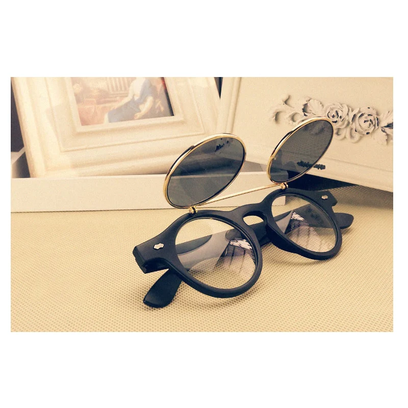 Sunglasses men Vintage Steampunk Goggles Clip on sunglasses Retro Flip Up Eyeglasses Gothic Eyewear Punk men Glasses Oculos