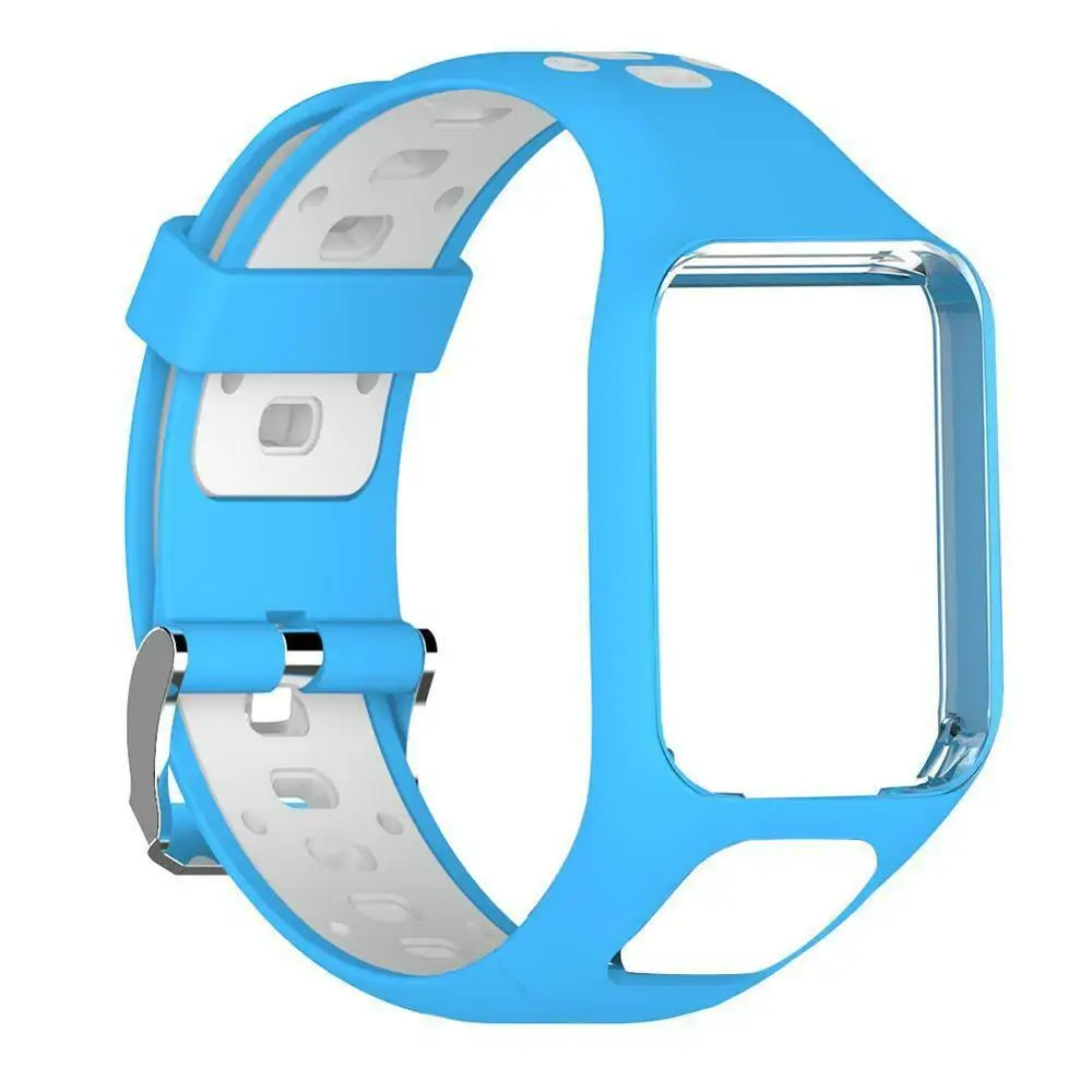 Blue White Сменный силиконовый ремешок для часов TomTom 2 3 Series Runner 2 3 Spark Golfer 2 Adventurer наручный ремешок gps часы фитнес Тра - Цвет: Blue White