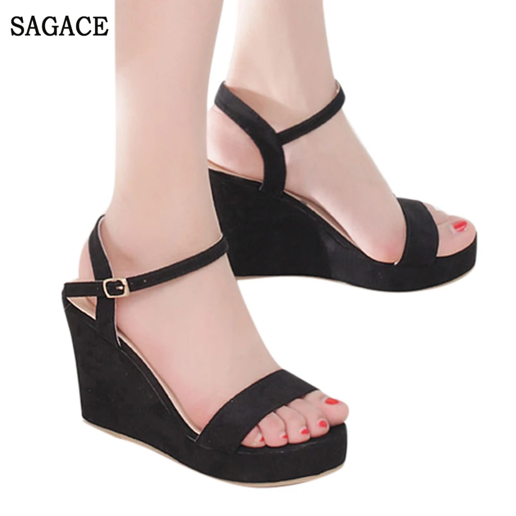 SAGACE модные женские летние универсальные босоножки на танкетке с открытым носком