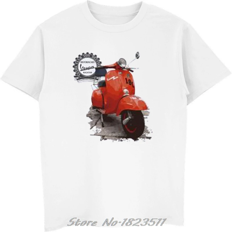 

Retro Cartoon Vespa Girl Riders Men T Shirts Classic Vespa Vintage Motorcycles Scooters Casual Tees Homme T Shirt