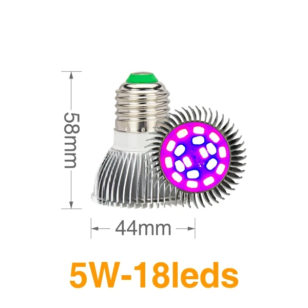 5W 18Leds Светодиодный E27 полный спектр роста растений лампы 5 Вт 10 Вт 30 Вт 80 Вт 85 В постоянного тока-265 V Светодиодный Держатель Лампы для растения парниковые гидропоники растут свет - Испускаемый цвет: 5W 18Leds