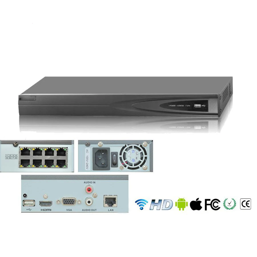 Hikvision POE NVR DS 7604NI K1/4 P Поддержка 8mp 4 k IP камеры встроенные P2P CCTV видеорегистратор сети