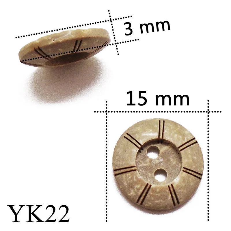YK22 ZIEENE 10 шт., 30 шт., 50 шт., 100 шт., натуральный цвет, круглые лазерные кокосовые пуговицы 13 мм, 15 мм, рукоделие, шитье, скрапбукинг, ручная работа - Цвет: YK22