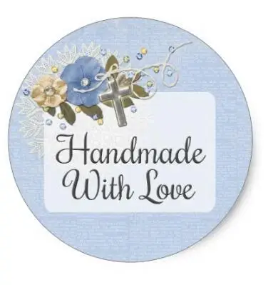

1.5inch Handmade With Love Religious Product Packaging Classic Round Sticker