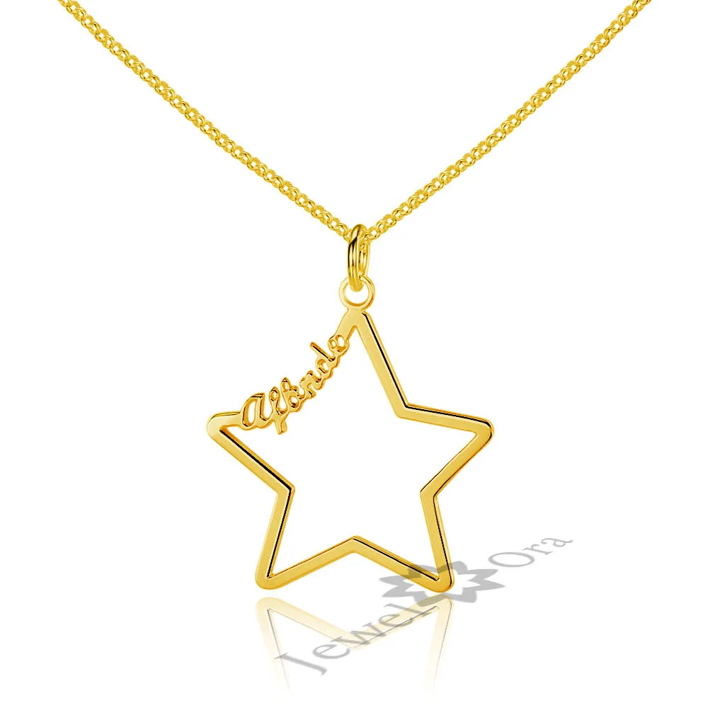 Ожерелье из серебра 925 пробы с полыми звездами 3 цвета|star silver|silver boxgift with box |