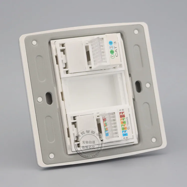 2 порта Cat3 телефон и RJ45 Cat5e сеть Ethernet LAN цвет Шампань розетка Выходная панель