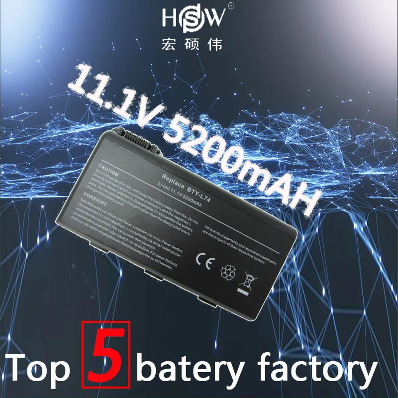Аккумулятор HSW 5200 мАч для MSI BTY L74 L75 A5000 A6000 A6203 A6205 A7200 CR600 CR610 CR610X CR620 CR630 CR700 CX600
