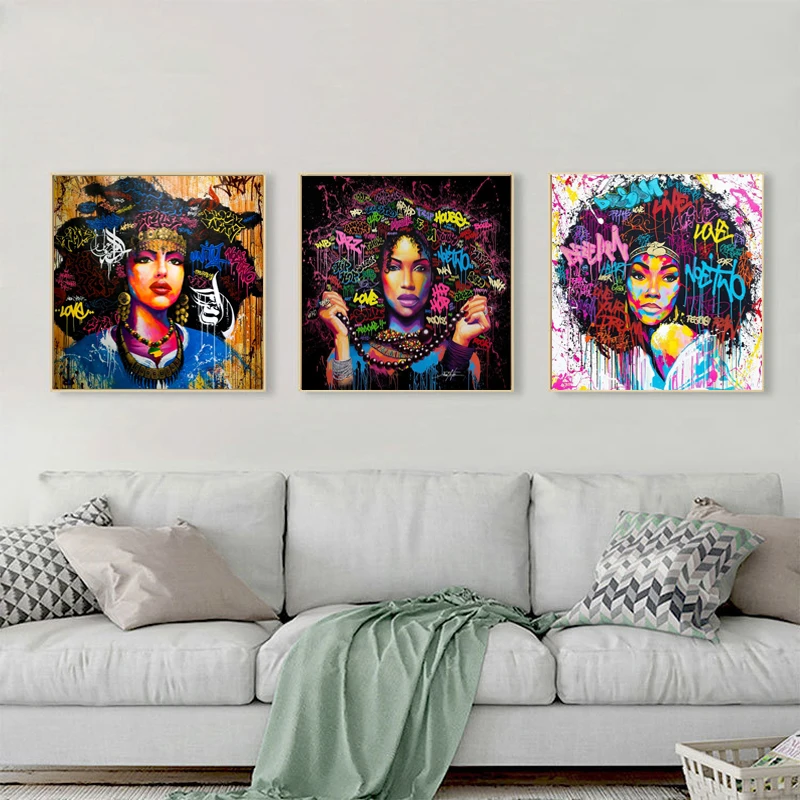 Картина на холсте в стиле граффити для гостиной искусство стену акварель картины
