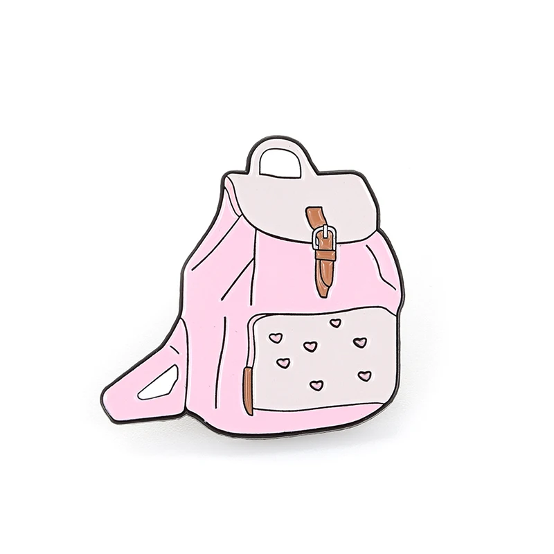school bag Милый рюкзак камера CD книга эмалированный значок-булавка брошь Розовая серия платье Нагрудный значок девочка рюкзак ювелирные изделия детский подарок - Metal color: school bag
