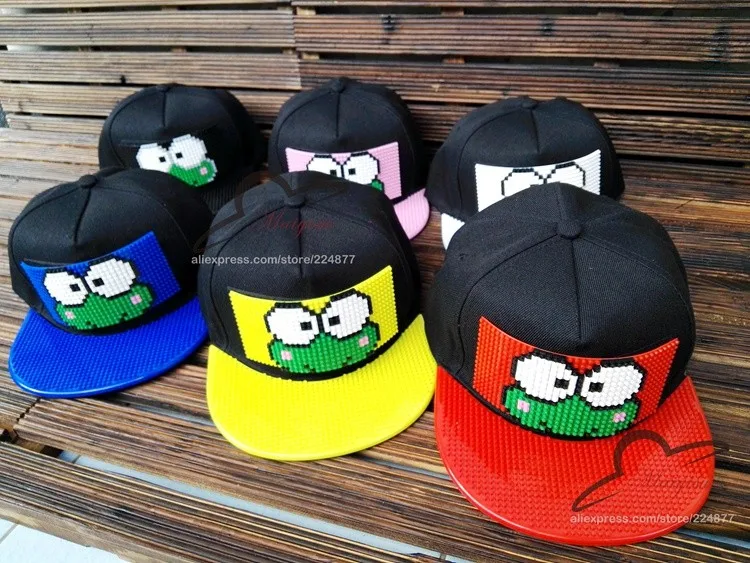 Модные Мультяшные лягушки дизайн DIY Кирпич Snapback шапки для мужчин летние мозаики крутая шляпа для женщин съемные шапки