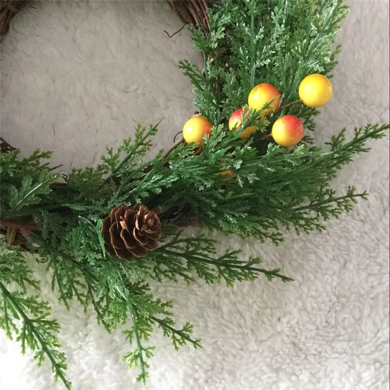 Flone 25 см рождественские листья ротанга кольцо с цветком имитация венок сухой