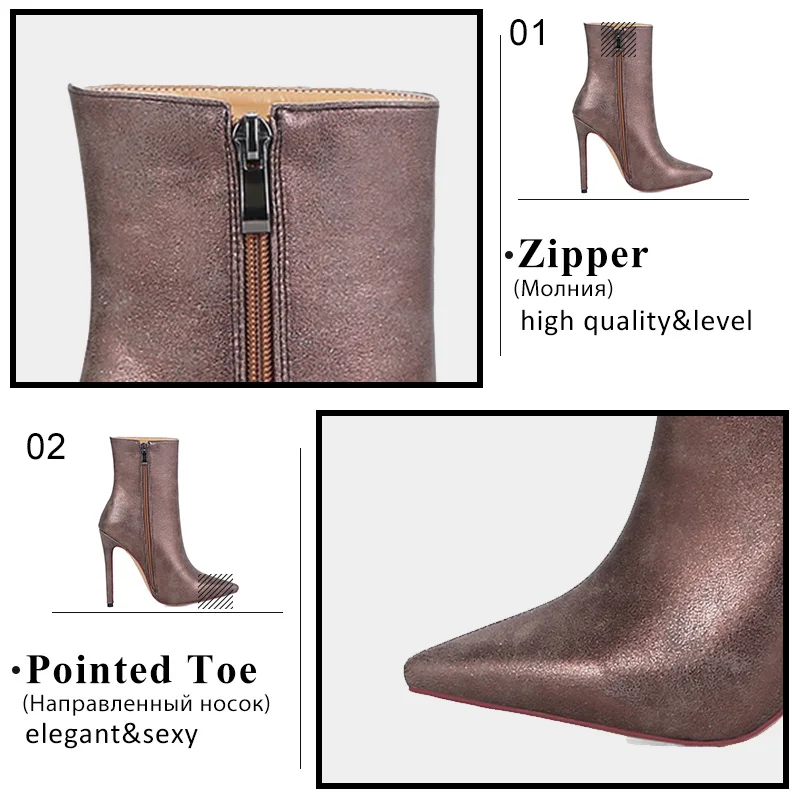 Tuyoki Plus Size 31-45 Women High Heels Boots Zipper Shoes Woman Fur Warm Winter Ankle Shine Fashion Ladies | Обувь