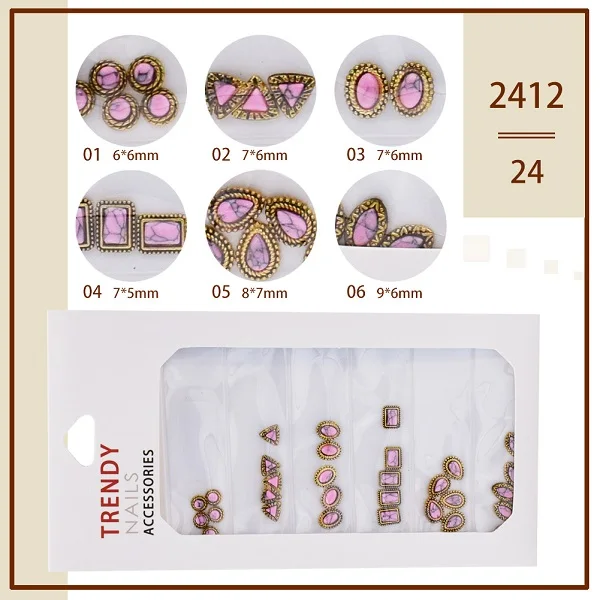 2412-24 Multi-size 30 pcs Alloy Japanese Nail Rhinestones For Nails Art Decorations Crystals Charms Partition Mixed Size Rhinestone Set - Цвет: 2412-24