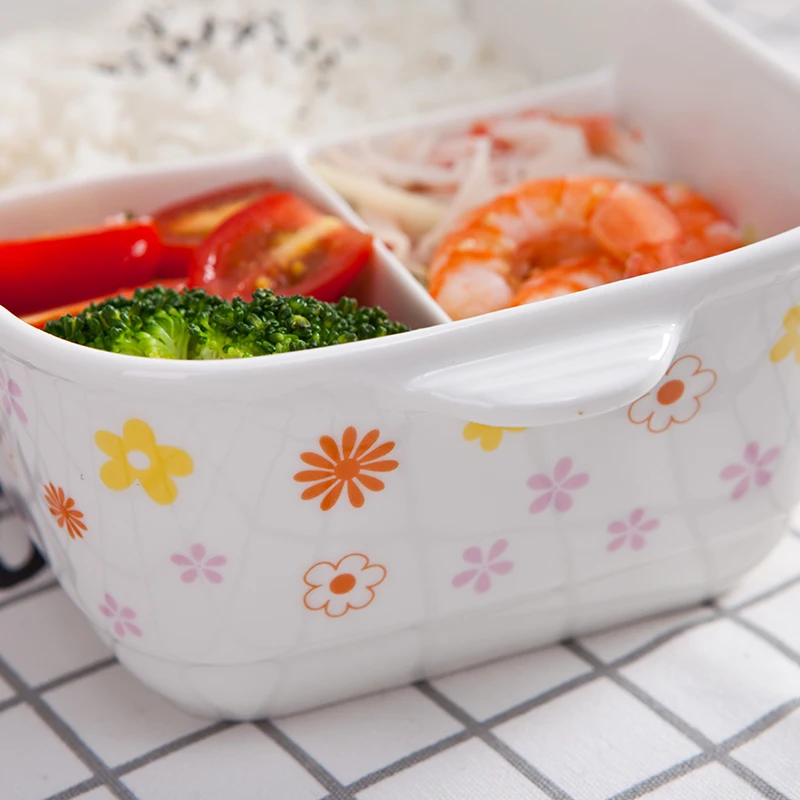 2 ~ 3 отсека японский Kawaii керамический Ланч-бокс Procelain Bento Ланчбокс с ложкой Вилка
