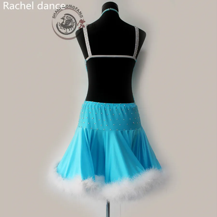 

Latin dancing Lotus Skirt Harness Style V-Collar Back Opening Sleeveless Samba Tango Dance Costumes Tassel Latin Dance Dress Set