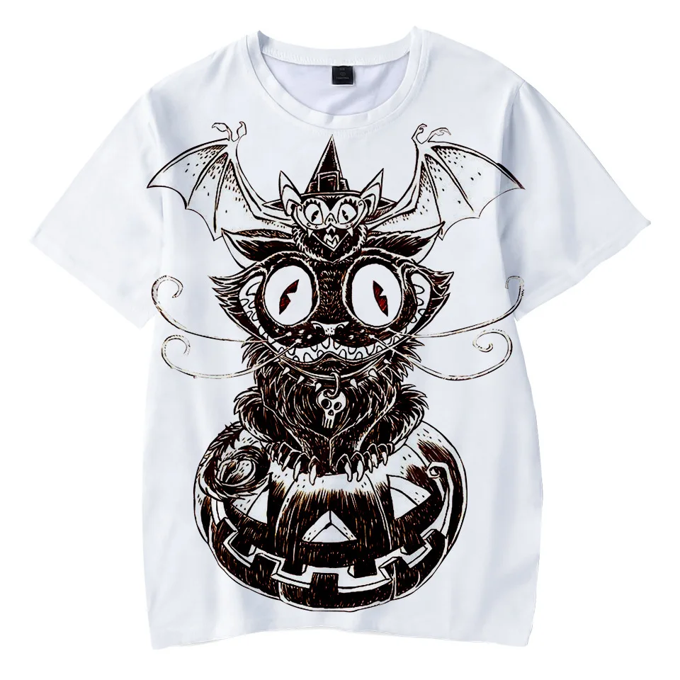 bat T shirt Новые детские крутые футболки с 3D принтом «Супер Марио» забавная лампа в виде тыквы на Хэллоуин для мальчиков и девочек, футболка в стиле панк с принтом черепа - Цвет: bat T shirt