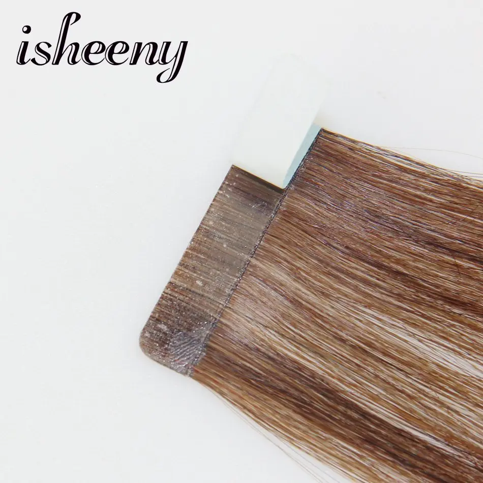 Isheeny Реми прямо человеческих волос ленты расширения образцы Perfessional салон утка кожи расширение 5 шт. для тестирования волос
