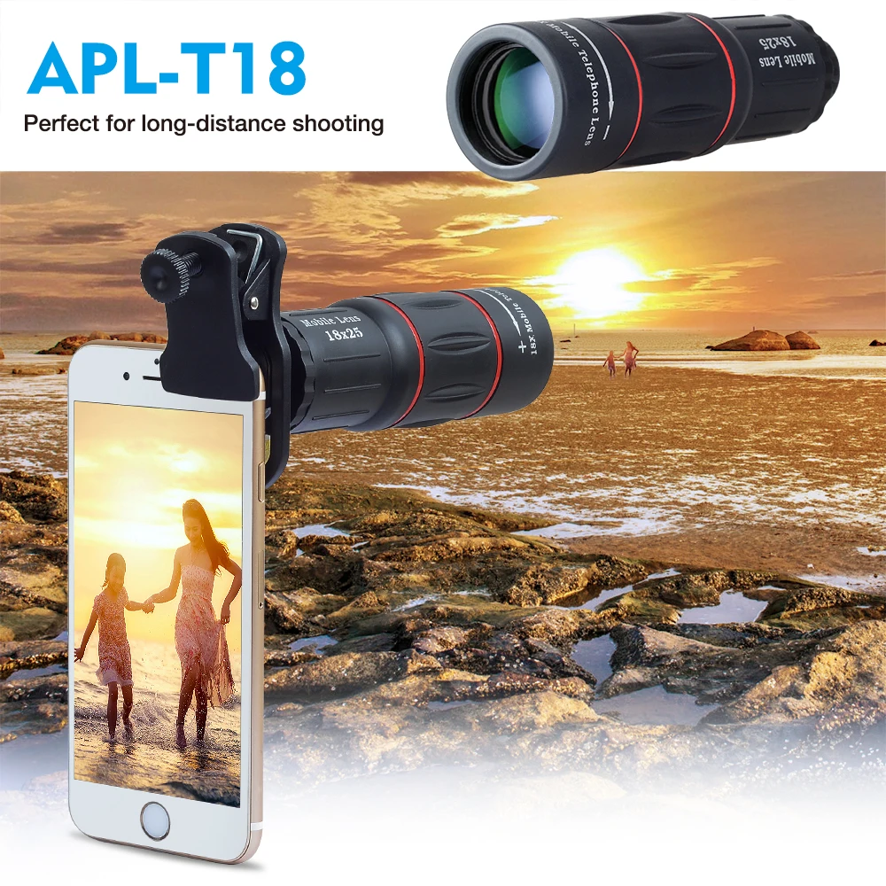 apexel 18x telescope zoom lens monocular mobile phone camera lens for iphone samsung smartphones for camping hunting sports free global shipping