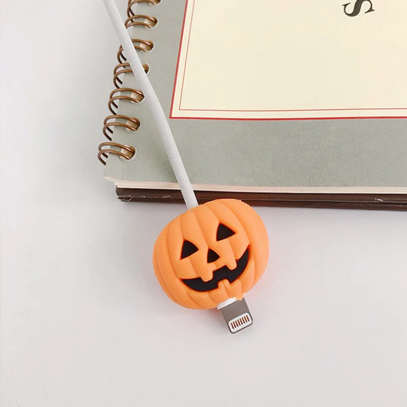 Pumpkin Кабель Bite милые фрукты кабель протектор для iphone USB кабель Органайзер Chompers зарядное устройство провода Держатель Pprotege кабель для игрушек забавные - Цвет: Pumpkin