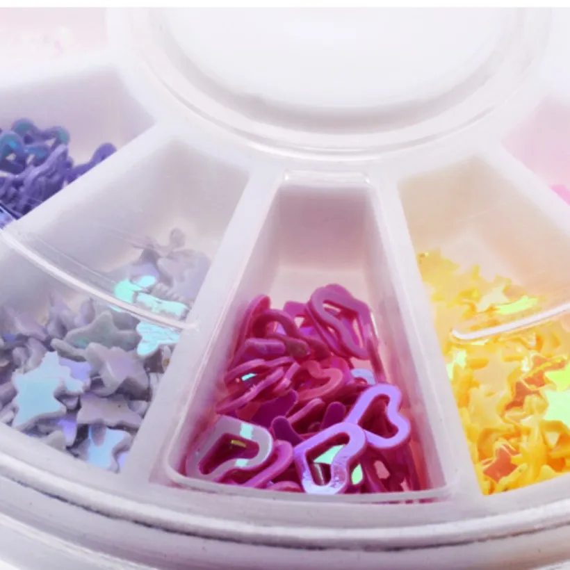 

DIY AB Color Nail Sequins Nail Art 3D Decorations Wheel Star Heart Flower Multi-color Glitter Paillettes Nail Decoration UV Gel