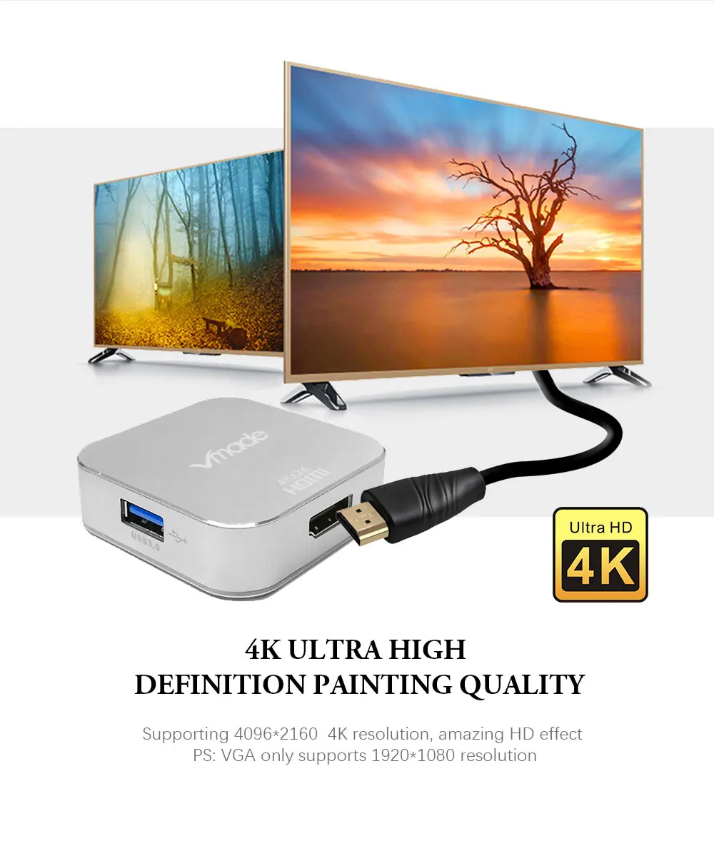 Vmade usb-хаб type C HDMI VGA адаптер type C к HDMI 4K Thunderbolt 3 для samsung Galaxy S8 huawei mate 10 для USB C HDMI