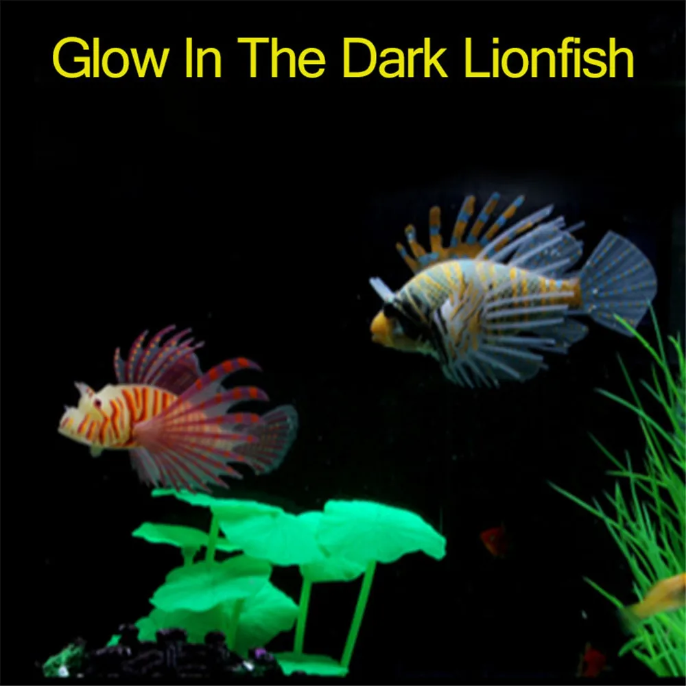 1 шт. светящийся в темноте Искусственный аквариум Lionfish орнамент Аквариум