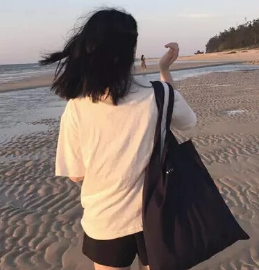 Черная Холщовая Сумка Женская Студенческая сумка на плечо|shoulder bags|canvas bagbags female |